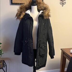 Man's Canada weather gear black parka, size xl, great preowned coat!